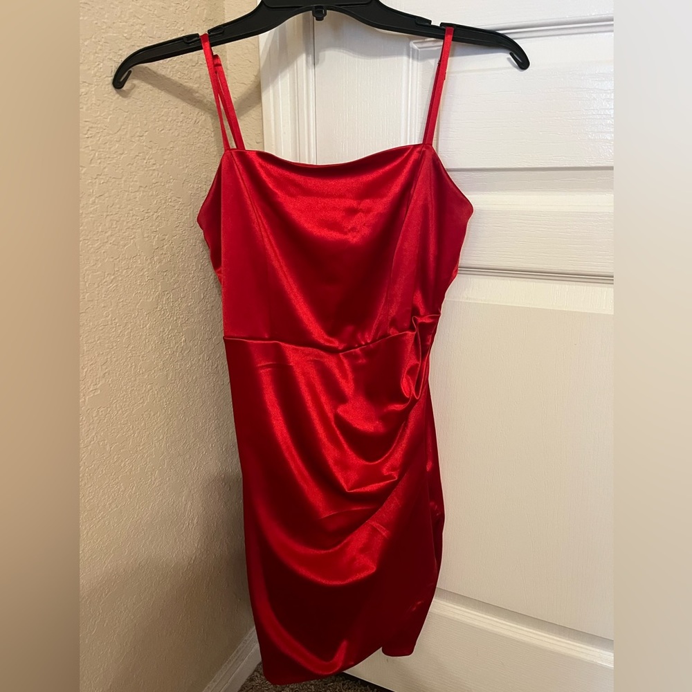 silk mini gathered dress